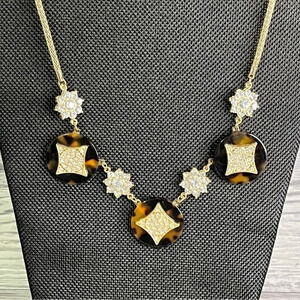 Fashion Costume Tortoise Shell Rhinestone Necklace
